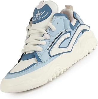 FAUSTO Men's Colorblocked Mid Top Chunky Lace Up Sneaker Shoes|Feather Lite Casual Shoes|Mid Ankle Sneaker Shoes