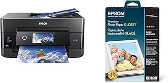 Expression Premium XP-7100 Wireless Color Photo Printer with ADF, Scanner and Copier, Black, Small & S041464 Premium Photo Paper, 68 lbs., High-Gloss, 5 x 7 (Pack of 20 Sheets)