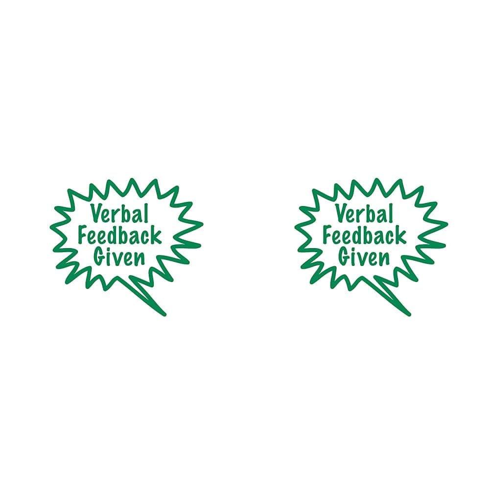 SuperStickers Stamper Solutions Verbal Feedback Given Pre-Inked Stamper, Green, 25mm (Pack of 2)