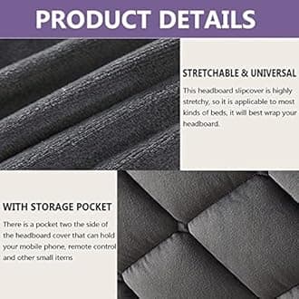 Headboard Covers Slipcover, Stretch Bed Headboard Covers, Small Square Jacquard Dustproof Protector Cover for Upholstered Headboard (Milk White, Queen Headboard Length ( Color : #28 , Size : 220cm/87i