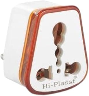HI PLASST PINS N PLUGS HI-PLASST Hard PVC 5 to 15 Ampere Converter Socket for Big Size 16 Ampere Top with Universal Sockets for International (Orange, 5)