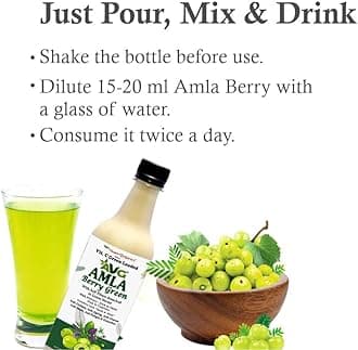 AVG Health Organics Berry Green, Fibrous and Nectrous, Amla Juice Fortified with Basil and Mint, Anti-Oxidant and Detoxifier -500 ml