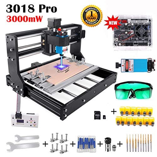 3000mW Laser Engraver CNC 3018 Pro GRBL Control Engraving Machine, 3 Axis PCB Milling Carving Machine CNC Router Kit with Offline Controller (3000mW)