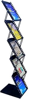 - JAISHTEC A4 iron Portable Freestanding Magazine Rack, Metal Zigzag Catalogue/Magazine,Literature Stand Rack,Black