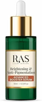 RAS Luxury Oils Brightening & Anti-Pigmentation Advanced Booster Serum | Glowing Skin with 2% Glutathione, 2% Alpha Arbutin, 2% Kojic Acid | Vitamin E | Reduces Dark Spot and Sun Spots (10 ml)