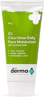 The Derma Co 5% Cica-Glow Daily Face Moisturizer with Alpha Arbutin & Tranexamic Acid | Makes Skin Glow | Evens Skin Tone | For All Skin Types | 50 g, Lotion