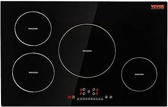 VEVOR Electric Cooktop, 4 Burners, 30'' Induction Stove Top, Built-in Magnetic Cooktop 7500W, 9 Heating Level Multifunctional Burner, LED Touch Screen w/Child Lock & Over-Temperature Protection
