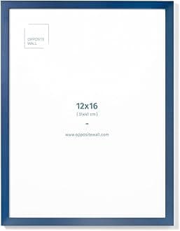 Opposite Wall - 12x16 in - Real Wood Blue Picture Frame - Lightweight, Versatile & Shatterproof - Wall Hanging Poster or Photo Frame - Wall Decor for Office, Gallery & Home