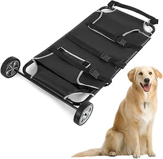 Black Animal Stretcher Pet Trolley, 45x27 Inch, Max 220lbs Capacity, Ideal for Large Dog Breeds, Veterinary Transport, Pet Emergency Care