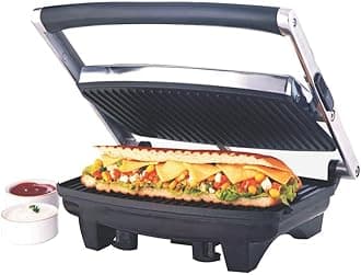 Borosil 1000W Jumbo Grill Sandwich Maker | Can Make 2 Jumbo Sandwich At a Time | Oil Drip Tray Collector | Non-Stick Coating Plates Opens to 105°, BPA & PTFE Free | Power Indicators | 2 Year Warranty