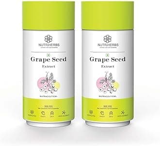 NUTRI HERBS Grape Seed Extract Capsules 500mg - Potent Antioxidant Supplement for Skin & Hair Health, Anti-Aging Support, and Immune Boost - 90 Vegan Capsules
