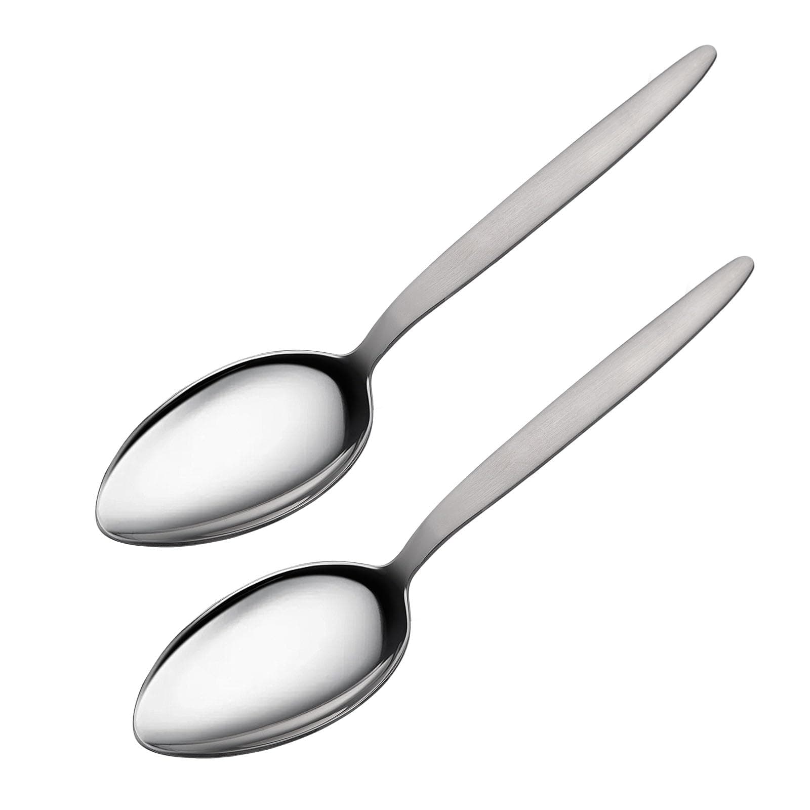 2-Pack Silver Stainless Steel 2 Tbsp Chef Spoon, 9 inch Big Spoon, Sauce Spoon Chef Kunz Spoon, Basting Spoon, Quenelle Spoon, Plating Spoons, Serving Spoons Stainless Steel, Cooking Spoon