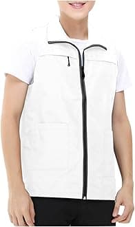Mens Outdoor Vest Jacket Light Softshell Zip Outerwear Fishing Travel Work Safari Utility Cargo Vests for Hiking Golf