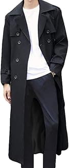 Men's Double Breasted Trench Coat Oversized Casual Windbreaker Lapel Long Jacket Overcoat