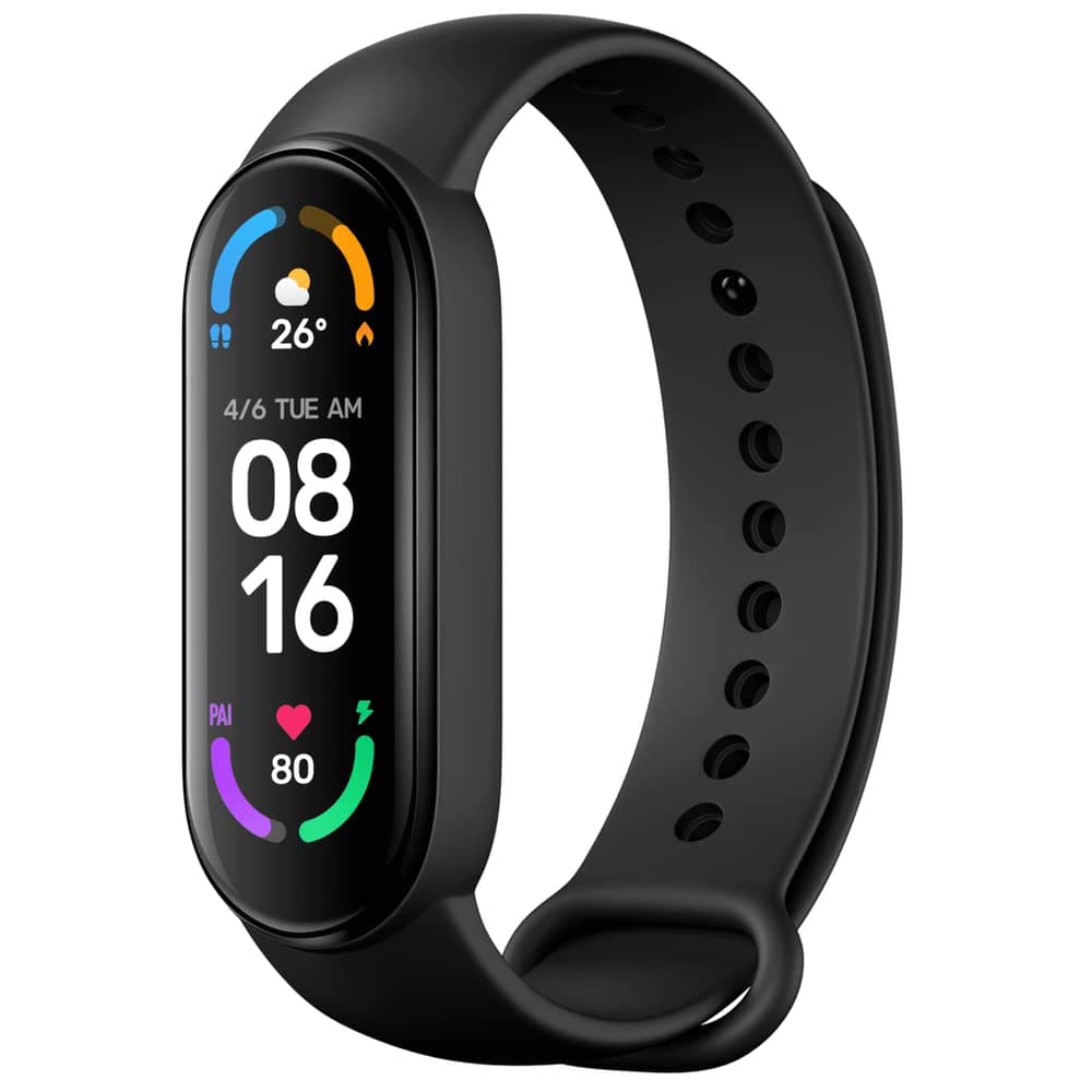 Mi Smart Band 6 - 1.56'' (3.96 cm) Large AMOLED Color Display, 2 Week Battery Life, 30 Fitness Mode, 5 ATM, SpO2, HR, Sleep Monitoring, Women's Health Tracking, Alarm, Music Control (Black)