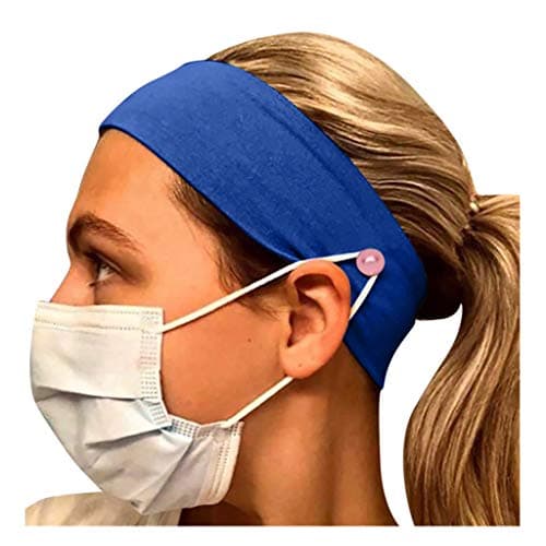 Button Headband Ear Protection Holder -Protect Your Ears With Headband Multifunctional Hair Band Hair Hoop Friends Gifts (Dark Blue)