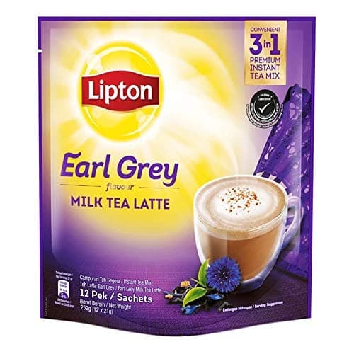 6 Pack (72 sachets) Lipton Earl Grey Milk Tea Latte 3 in 1 Premium Instant Tea Mix - Free Express Delivery