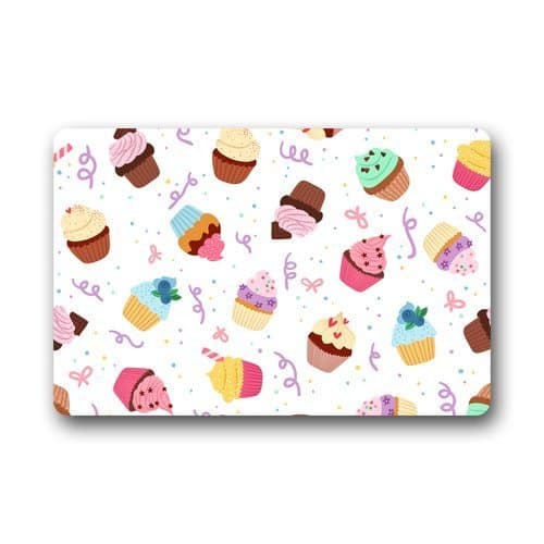 Doormat Custom Machine-Washable Door Mat Delicious Seamless Pattern with Cupcakes Indoor/Outdoor Decor Rug 23.6"(L) x 15.7"(W)