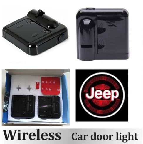 Jeep Wireless Car Door Light LED Projector Light Welcome Logo Shadow Ghost Light Laser Projector Magnet Sensor Highlight 2pcs