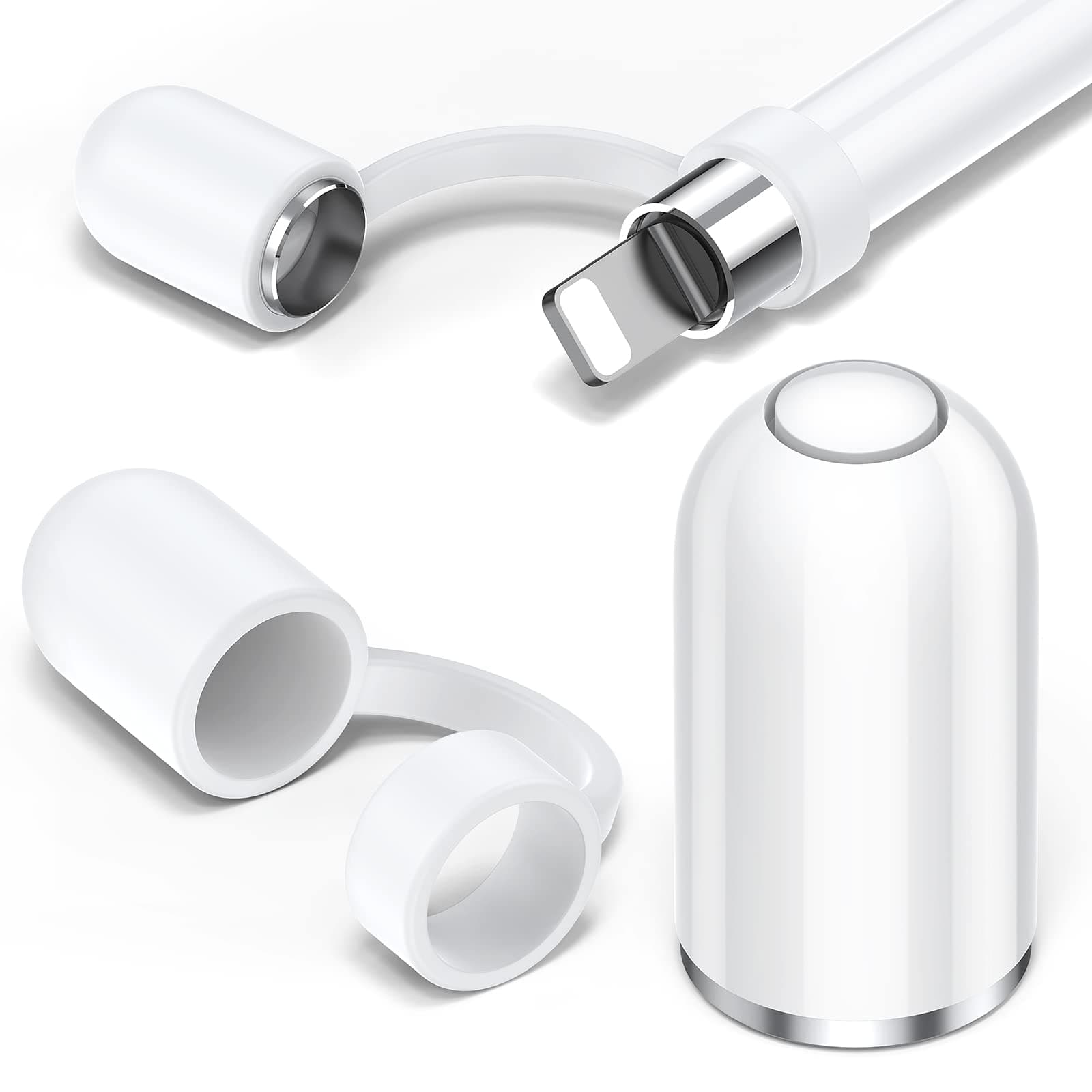 for Apple Pencil Cap 1st Generation Magnetic iPencil Replacement for Apple Pen Top Stylus Cover AntiFall Silicone Holder for iPad Pro 10.5" 12.9" 9.7" for iPad A16 11 10 9 8 7 6 Air 3 Mini 5th