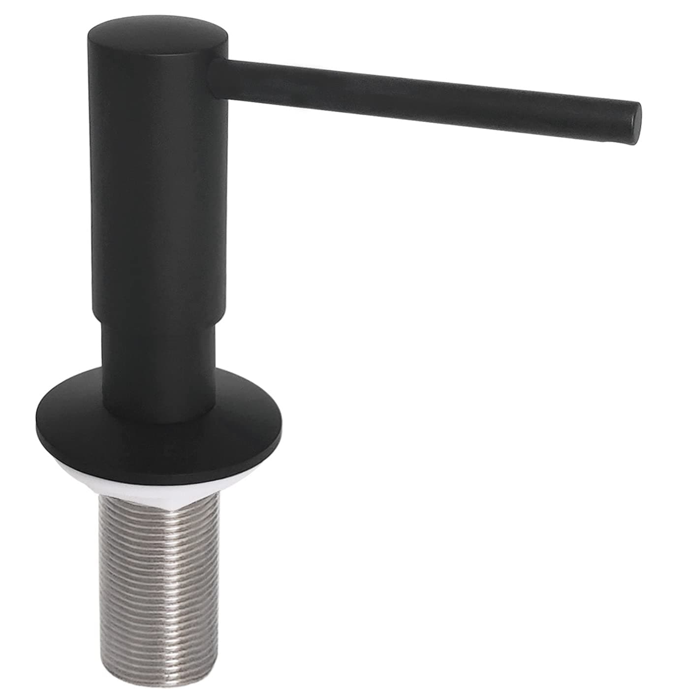 Matte Black Built in Dish Soap Dispenser for Kitchen Sink, Under Counter Brass Pump Head Hand Soap Pump with 17 OZ PET Soap Bottle Refill from Top, Undermount Brass Liquid Soap Dispenser