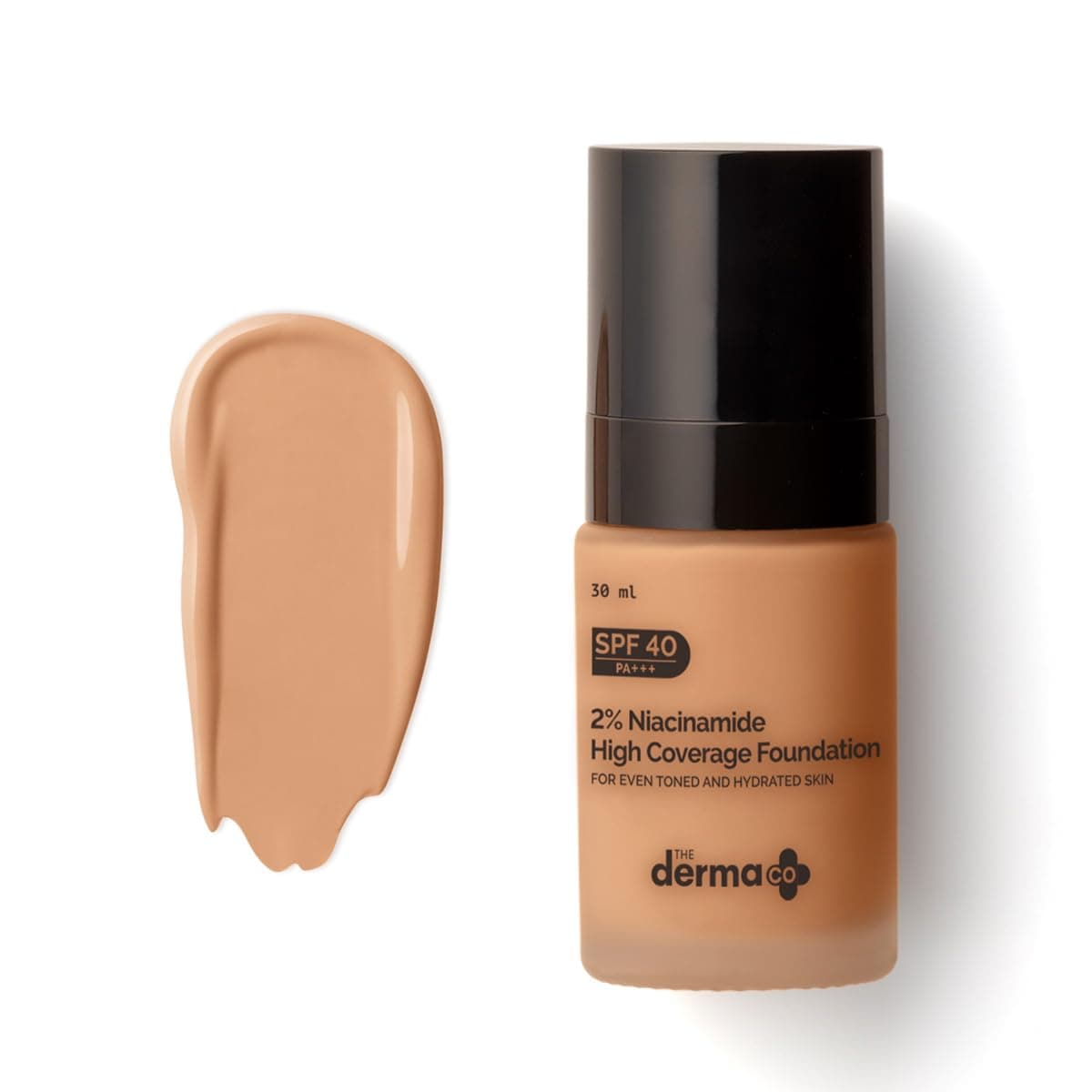 The Derma Co 2% Niacinamide High Coverage Matte Finish Foundation With 1% Hyaluronic Acid & Spf 40 Pa+++ For 12 Hour Long Stay & Oil Control - 05 Peach, For All Skin Type