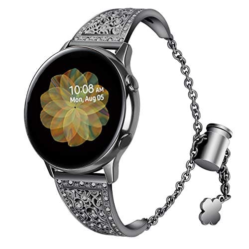 Kavar Compatible for Samsung Galaxy Active/Active 2 Watch Band 40mm 44mm Samsung Galaxy watch 42mm band 20mm Watch Band Stainless Steel Glittering Bracelet Set with Rhinestone for Women