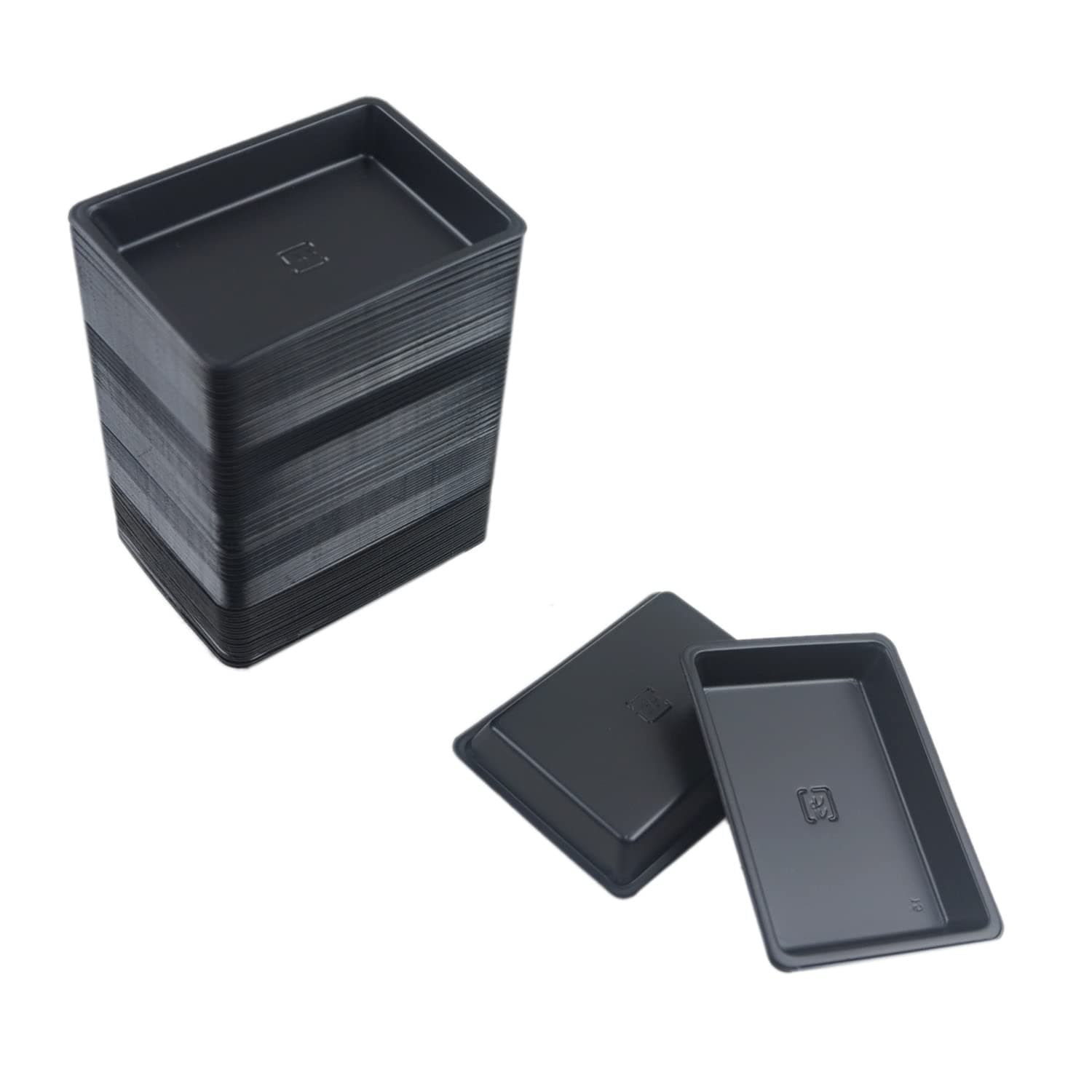 100 pcs Mini 2.95"x2.16" Dipping Sauce Dishes, Plastic Disposable Rectangular Black Soy Sauce Plate Set, Condiment Serving tray, Seasoning Platter, Appetizer Bowel -for Sushi Mustard Vinegar Soy BBQ