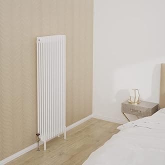 Warmehaus Traditional Cast Iron Style White Quadruple Column Vertical Tall Radiator 1500x560mm Perfect for Bathrooms, Kitchen, Living Room