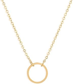 Fettero Circle Necklace Gold Open Karma Pendant 14K Gold Plated Dainty Simple Jewelry for Women