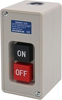 Baomain Self-Locking Push Button Switch 3-Phase 30A 3.7KW, Industrial 3-Pole Heavy Duty,BMBSP-330/TBSP-330