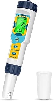 Saltwater Pool Tester Free Chlorine Meter pH and Salinity Tester 7 in 1 Free Chlorine pH Salt ORP TDS EC Temp Meter Digital Pool Water Tester pH and Free Chlorine Meter for Pool Hot Tub Spa