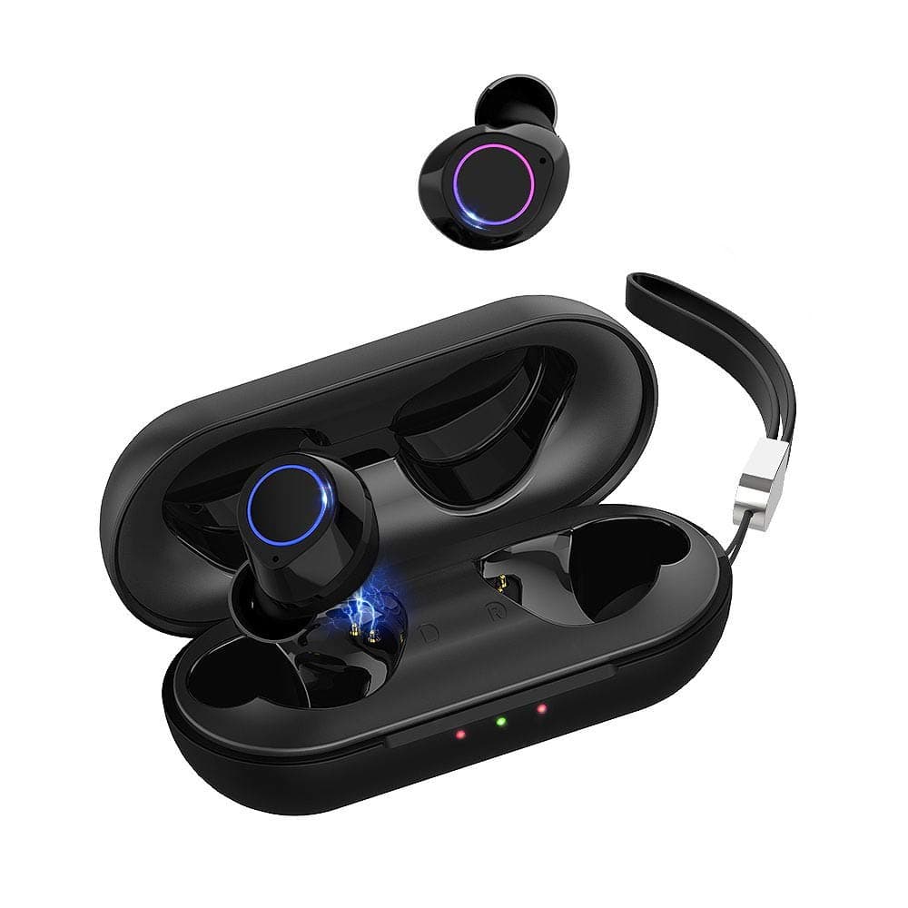 Langsdom Wireless Earbuds with Mic Bluetooth 5.0, IPX6 Waterproof TWS Stereo Headphones in Ear for iPhone Android with Charging Case, Earphones Headset with Microphone for Sport/Travel/Gym/Work