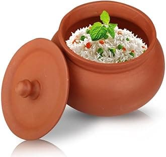 PALVIT CLAY ART GALLERY 750ml Clay Curd Pot, Not for Cooking, Clay Handi for Kitchen, Safe, Lightweight & Durable Clay Dahi Handi, Brown Colour (Pack of 1) (Mathani, 750 ml)