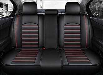 FHJBP Full Protection Seat Cover Car Seat Protector Leather Waterproof SUV Cars Truck Universal Seat Covers-Black/Red