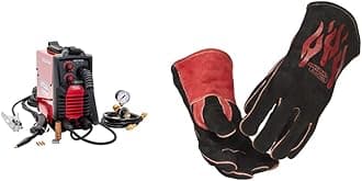 90i MIG and Flux Core Wire Feed Weld-PAK Welder, 120V Welding Machine, Portable w/Shoulder Strap, Protective Metal Case & Traditional MIG/Stick Welding Gloves