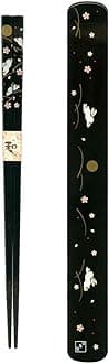 田中箸店(Tanaka-hashi) 3685 Ryu Mei 058016 Japanese Black Box and Chopstick Set, Rabbit, Plastic