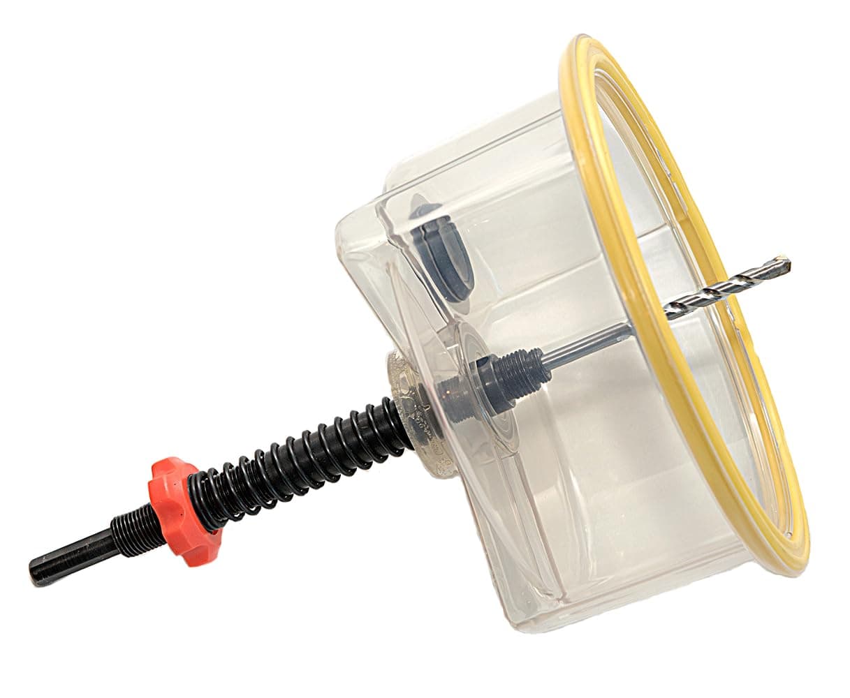 Hole Saw Dust Shield & XL Arbor kit with Cut Depth Control -use with any 1/2" or 5/8" threaded hole saw up to 2-1/2" deep and 6" diameter