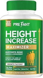 PRETANT-Growth Capsules to Grow Taller - Height Growth Maximizer with Calcium for Bone Strength, Made in USA, Natural Get Taller Supplement to Increase Bone Growth Adults, Teens & Kids,Free of Hormone
