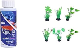 Foodie Puppies Aquatic Remedies Aquaria Clear - 120ml & Foodie Puppies 6 in 1 Aquarium Artificial Plastic Simulation Decorative Aquatic Accessories Plants (Plant 3, 9cm)