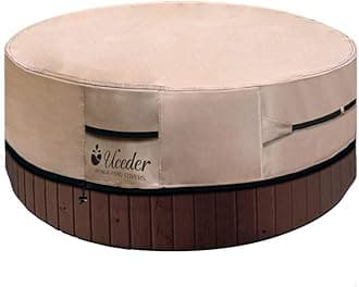 UCEDER Round Hot Tub Cover Outdoor Waterproof Spa Cover Cap(83''x 20'') 600D Heavy Duty Polyester Hot Tub Cover Protector(Brown)