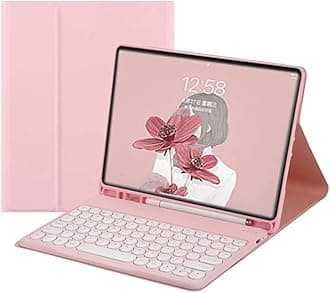 – Keyboard Case for Galaxy Tab S10 Plus/Tab S9 FE Plus 12.4-Inch, Round Keys Slim Folio Cover with S Pen Holder - Magnetically Wireless Detachable Keyboard (Pink)