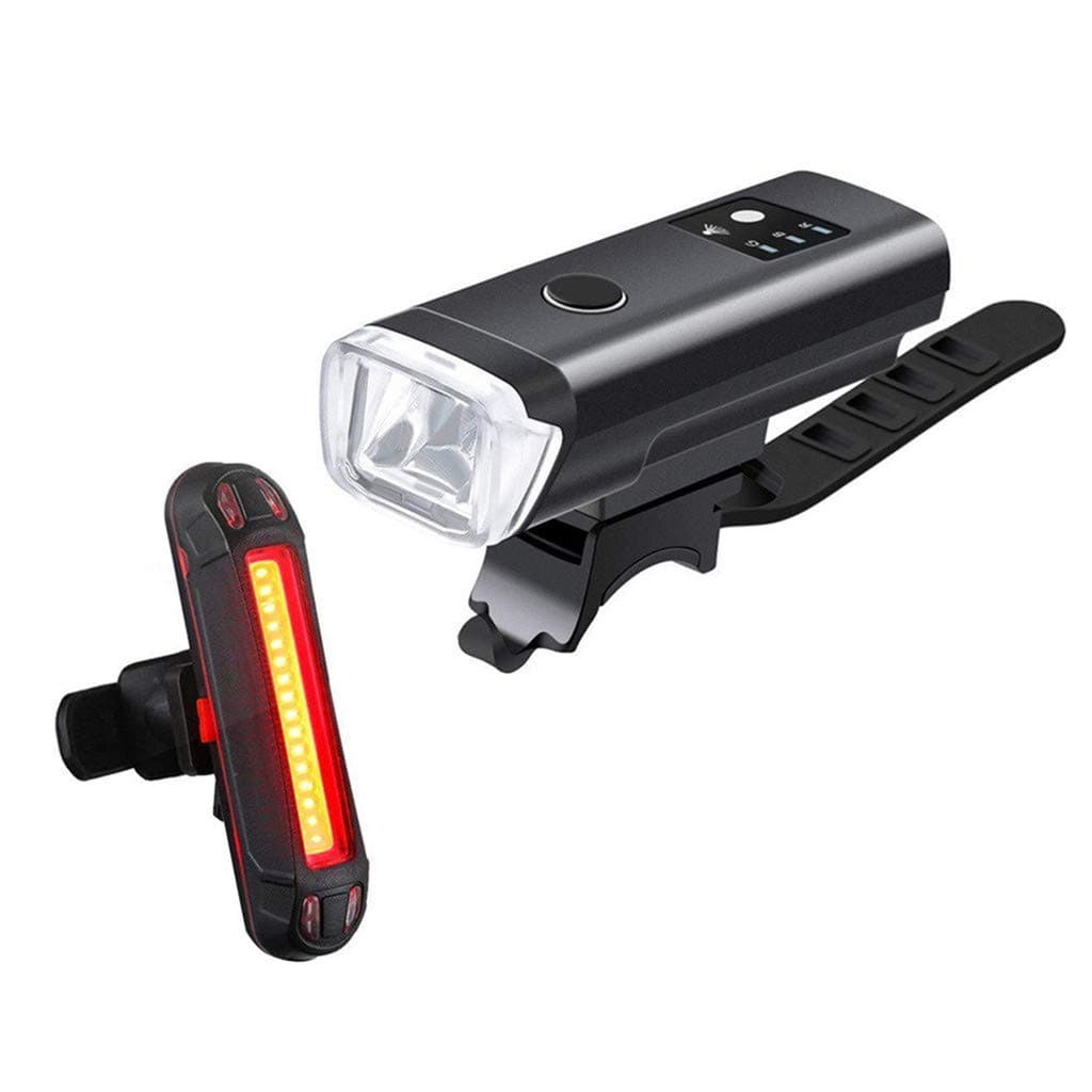 USB Rechargeable Powerful Lumens Bicycle LED Headlight and Tail Light Front and Back Rear Lights Set