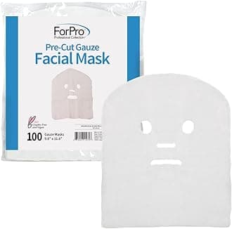 ForPro Professional Collection Precut Gauze Facial Mask, 100% Cotton Gauze, for High Frequency Facial Treatments and Masks, 100-Count