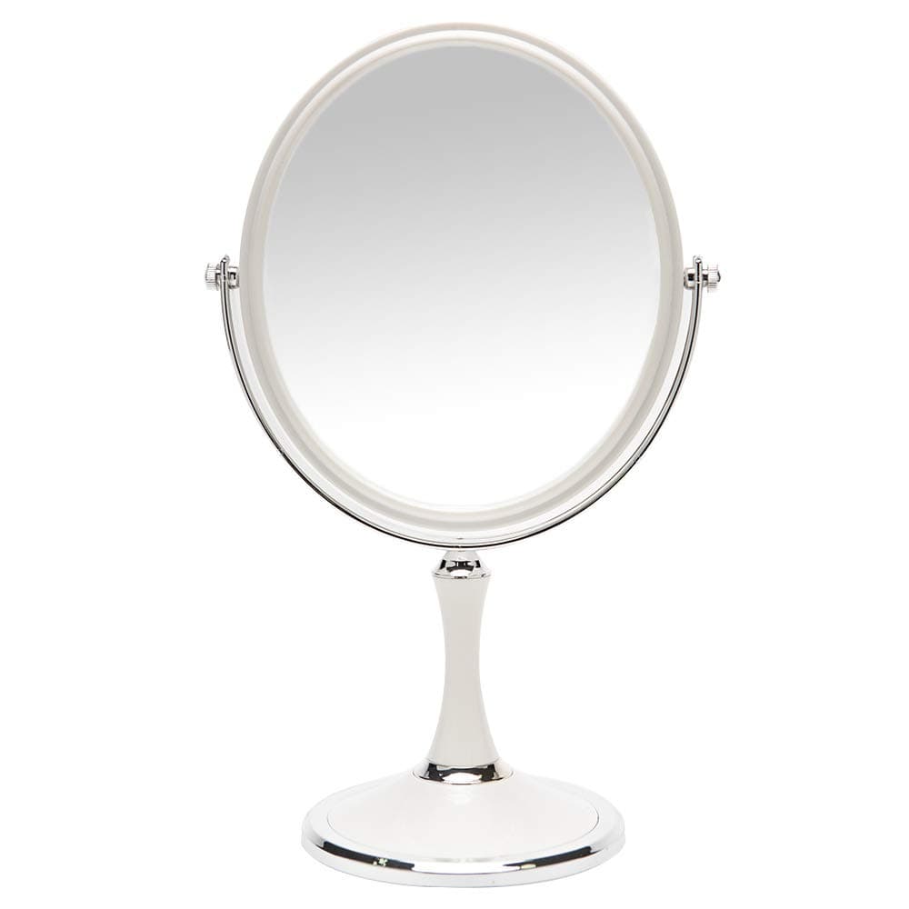 Vintage Table Mirror with Stand 8-inch Double Sided Swivel 1X/3X Magnification Desk Mirror with Silver Style 13 Inch Height Standing Tabletop Makeup Vanity Mirror(Oval)
