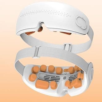 Eye Massager with Heat & Cooling, Voice Control Eyeris Massager, Eyes Care with 5 Massage Modes, Smart Eye Mask for Relax Eyes, Reduce Eyes Strain, Mothers Day Birthday Gift (White, Only Steam)