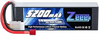 4S Lipo Battery 5200mAh 14.8V 60C RC Battery Soft Case with T Plug for RC Plane Quadcopter Airplane Helicopter RC Car Truck RC Boat