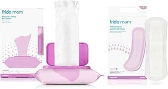Witch Hazel Cooling Pad Liners (24ct) + Frida Mom Postpartum Pads, Leak Proof Maxi Pads (18ct)| Postpartum Essentials