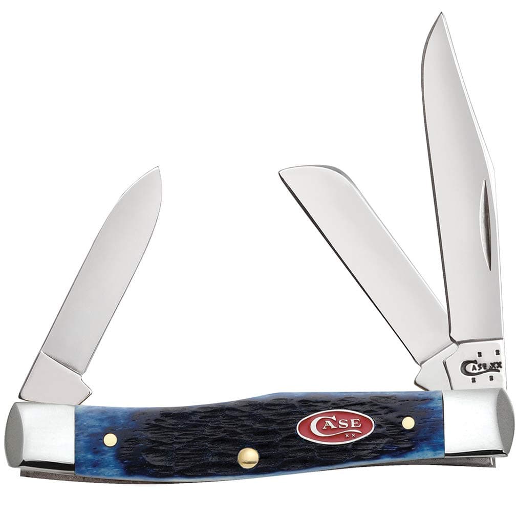 WR XX Pocket Knife Navy Blue Jigged Bone Medium Stockman Item #7049 - (63032 SS) - Length Closed: 3 5/8 Inches