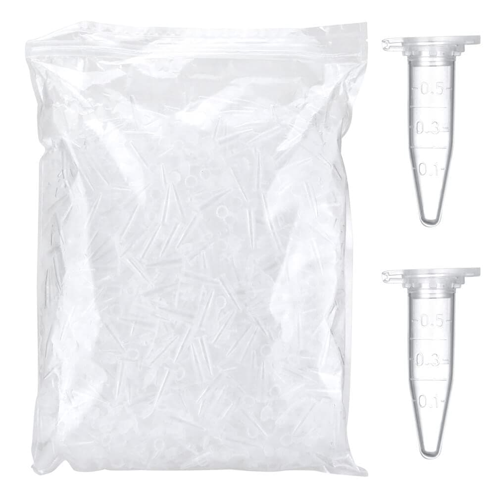 0.5ml Microcentrifuge Tubes 1000pcs, EO Sterilized Plastic Small Vials with Caps for Sample Storage Without Leakage(1000)